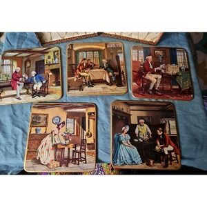 Set of 5 WIN-EL-WARE Vintage Coasters Barware Made in England in Hardcase